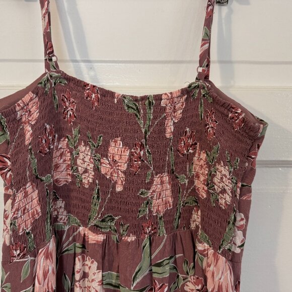 Mauve / Hawaiian AUW Retro Floral Midi Dress / Sundress - Sz L - Picture 7 of 7